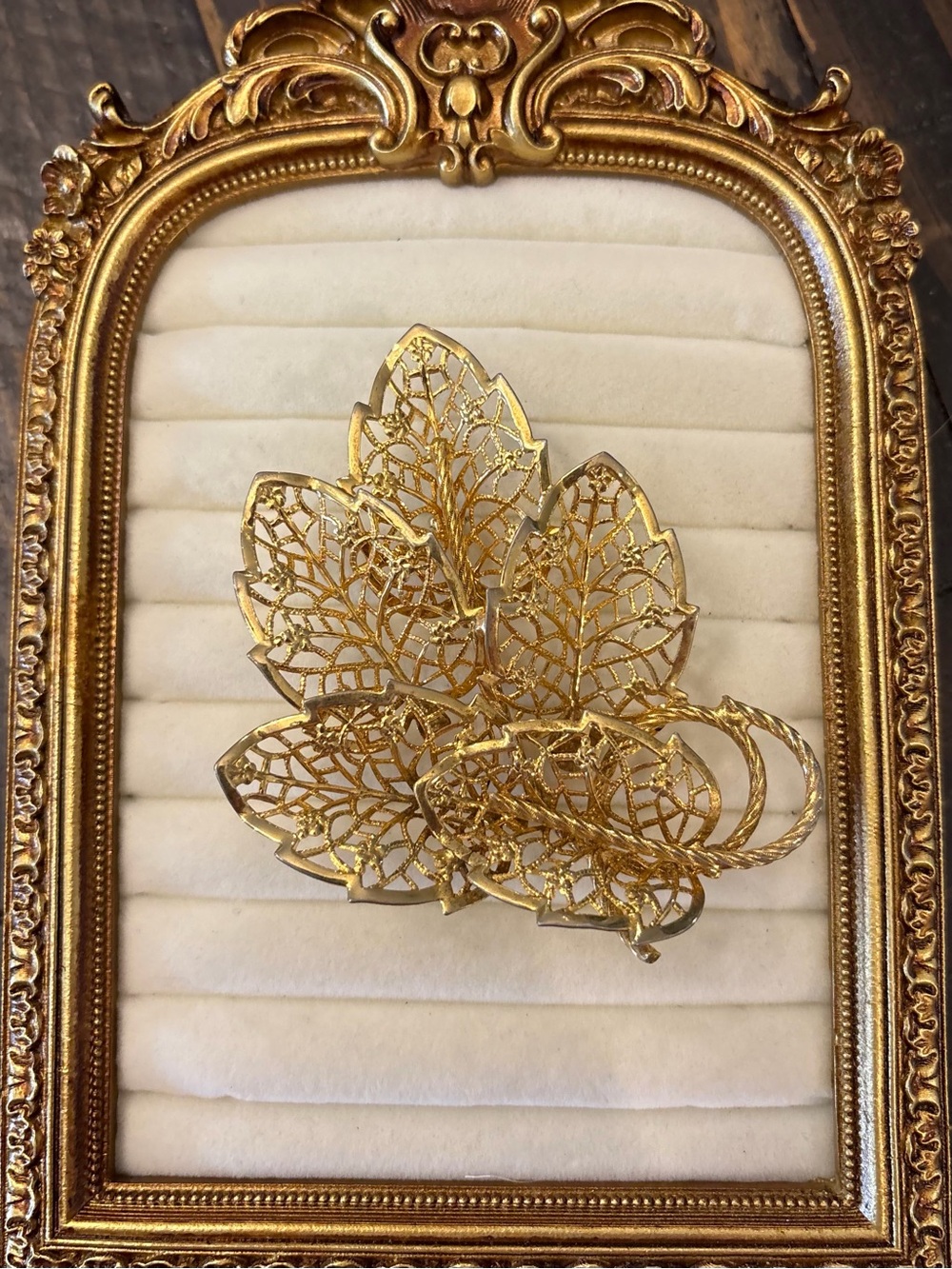 Vintage‎ Judy Lee Brooch Leaf Leaves Gold Tone Filigree Large Pin 3” Formal